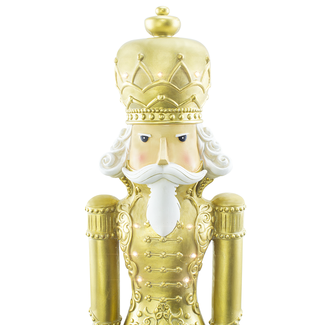 Soldat Casse-Noisette de Noël Blanc et Or H91cm 436019 Polyrésine avec lumières