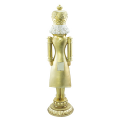 Soldat Casse-Noisette de Noël Blanc et Or H91cm 436019 Polyrésine avec lumières