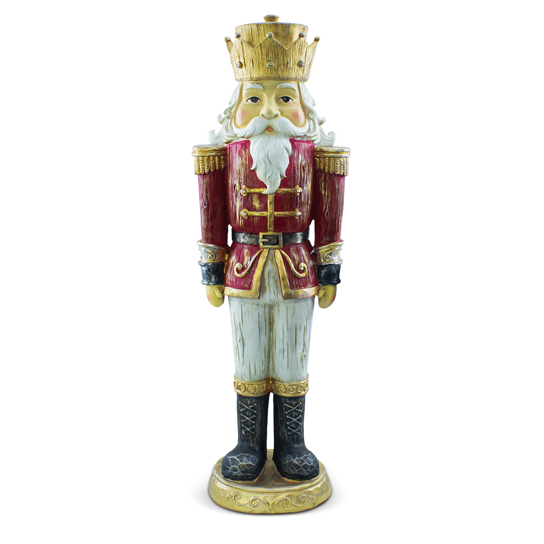 Casse-noisette de Noël soldat rouge H92cm 436017 Polyrésine avec mini lumières