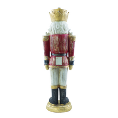 Casse-noisette de Noël soldat rouge H92cm 436017 Polyrésine avec mini lumières