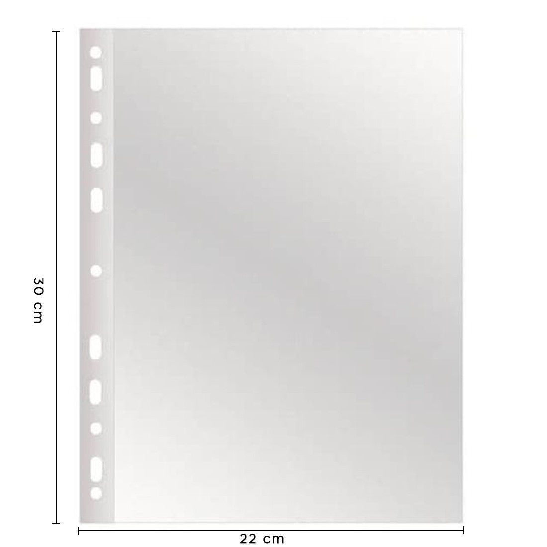 Paquet de 50 enveloppes transparentes perforées brillantes universelles 22x30cm