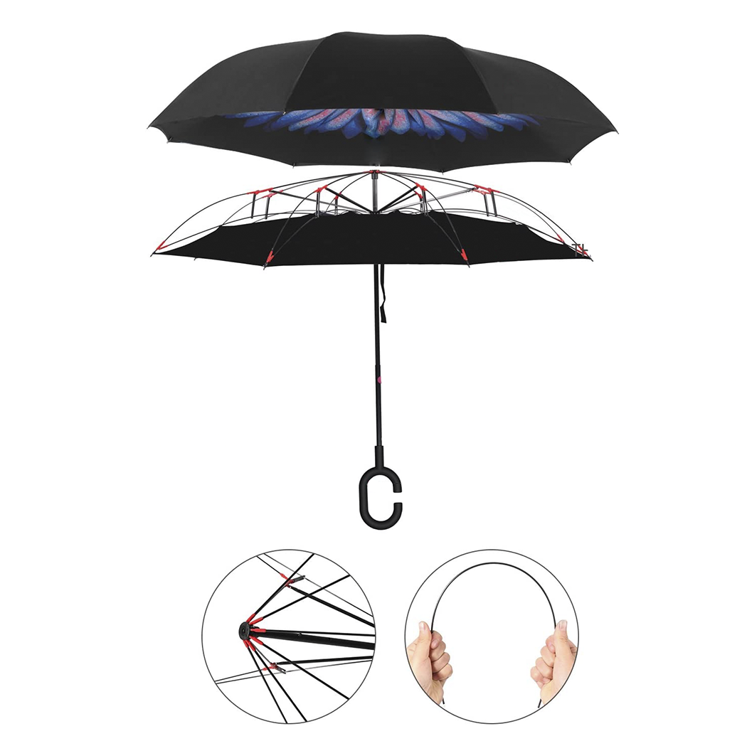 Parapluie inversé coupe-vent pluie ouverture opposée pour le voyage