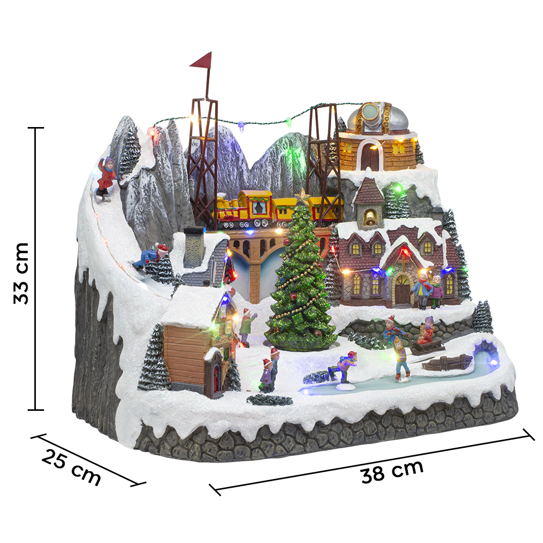 Village de Noël 38x25x33cm 367007 Décoration avec Lumières, Musique et Mouvement