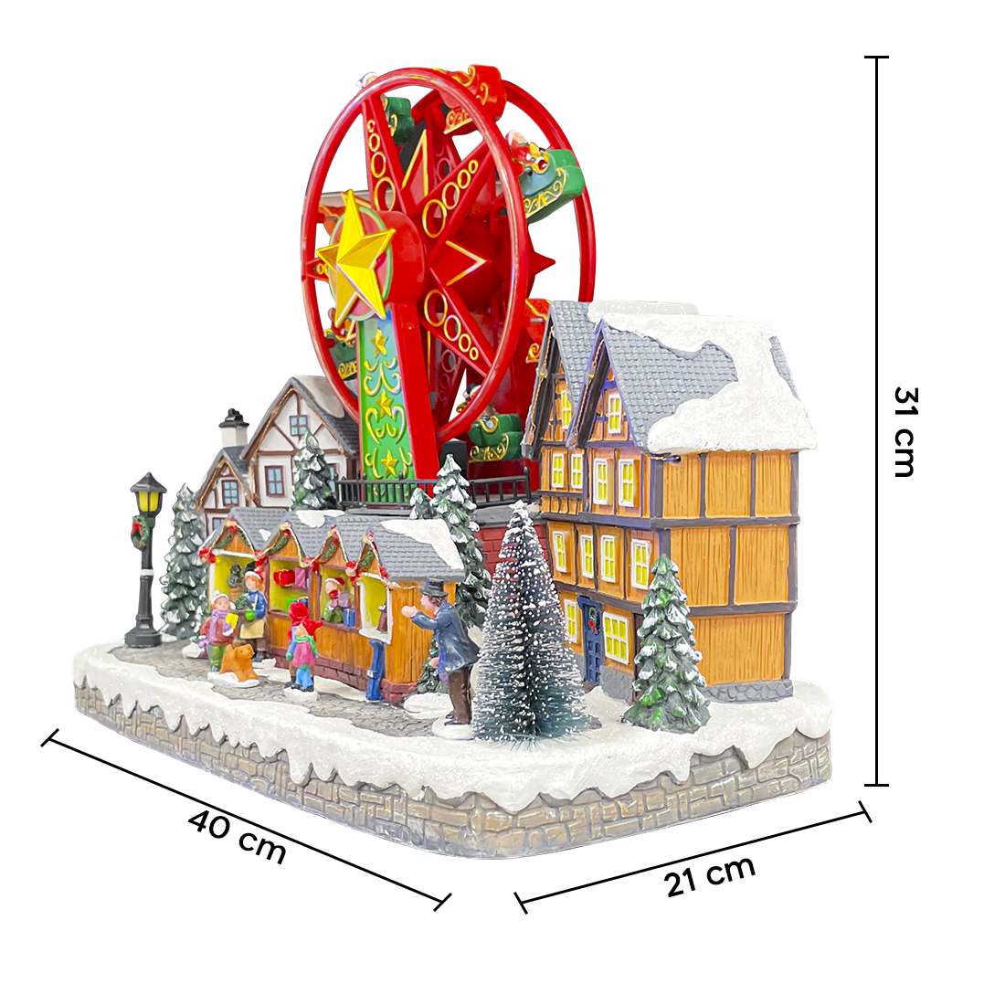 Ville avec grande roue 40x21x31cm 367008 Décoration avec Lumières Sons Mouvement