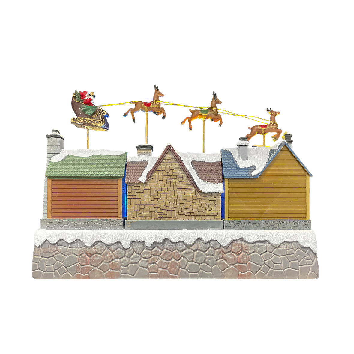 Village de Noël et traîneau 367011 avec Lumières, Sons et Mouvement 40x18x28cm