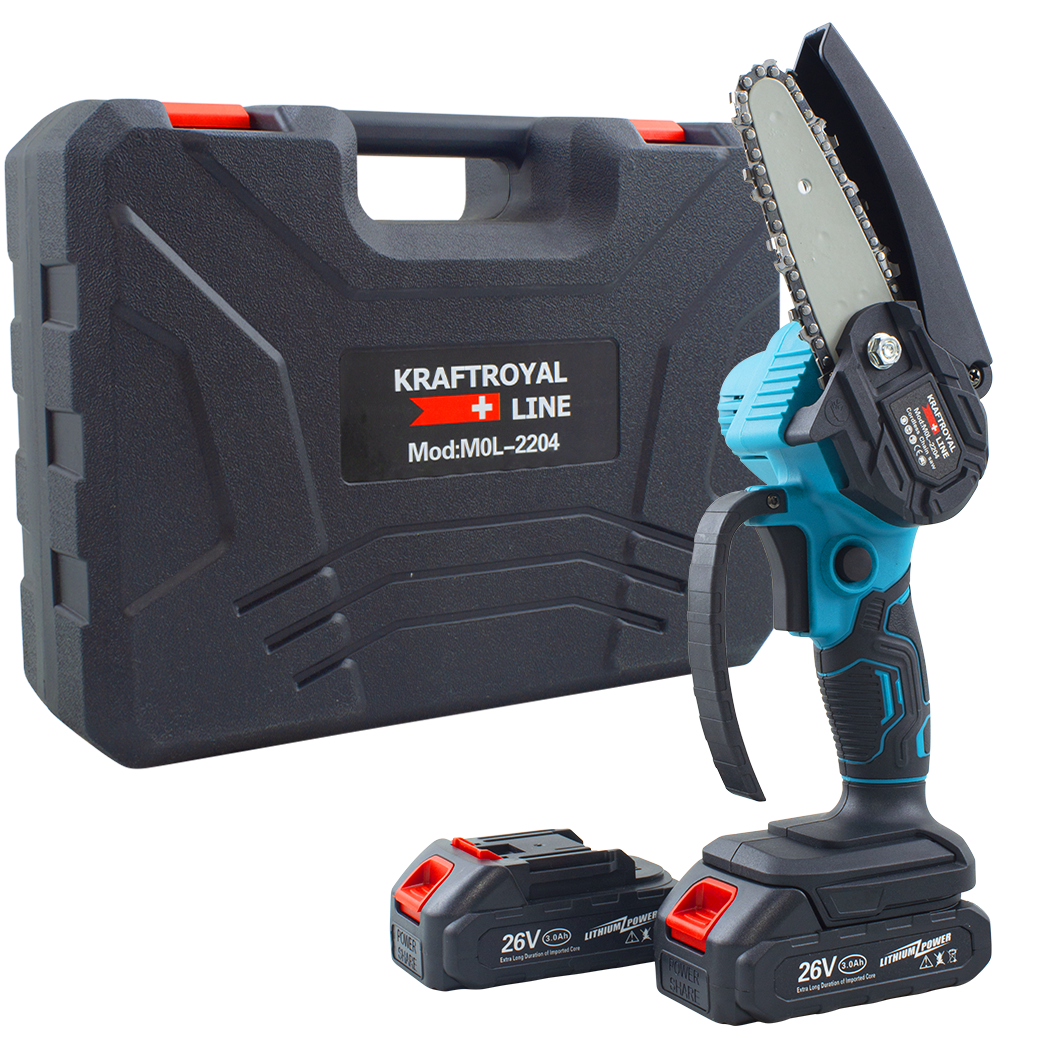 Mini tronçonneuse d'élagage manuel KRAFTROYAL Batterie 26V 4" avec étui