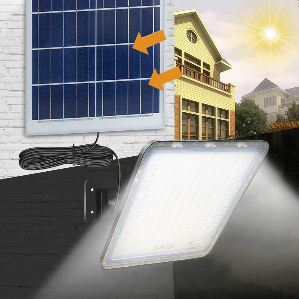 Phare LED panneau solaire lampe 300W 79300 crépuscule avec télécommande IP66
