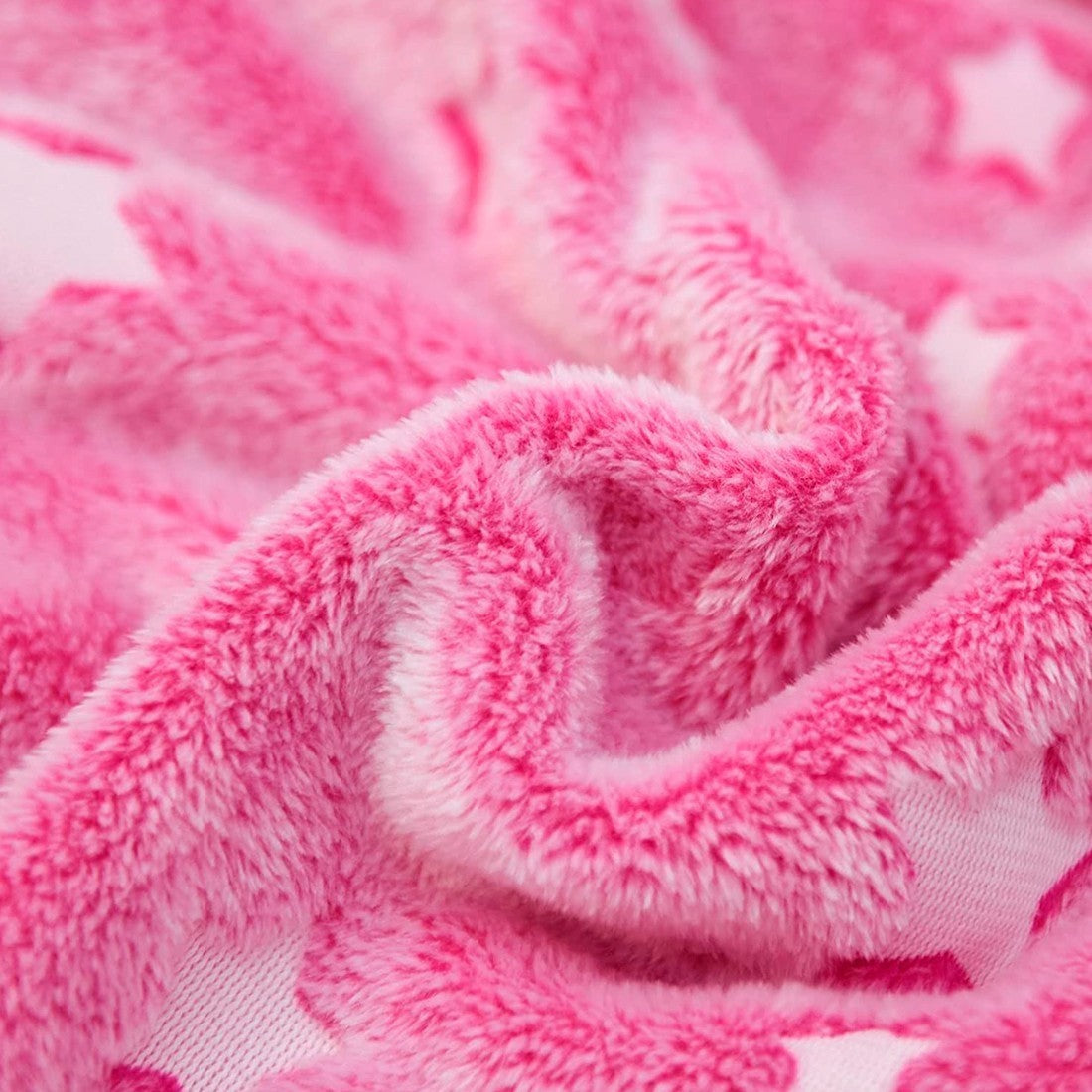 Couverture magique en flanelle douce pour enfants étoiles roses fluorescentes