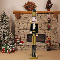 Soldat Casse-Noisette 120Hcm 433052 Décorations de Noël Or Noir avec sceptre