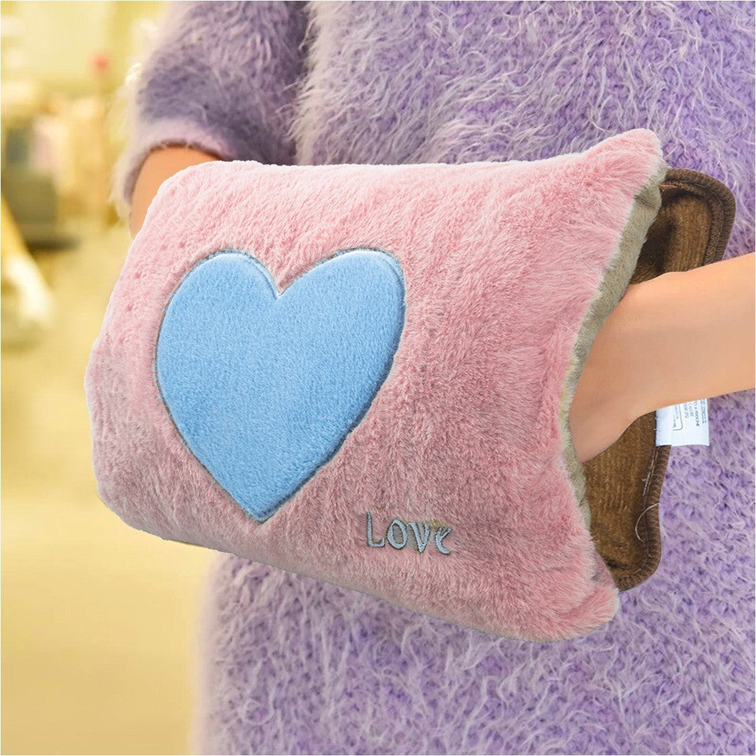 Bouillotte électrique avec poche peluche coeur 439005 rechargeable