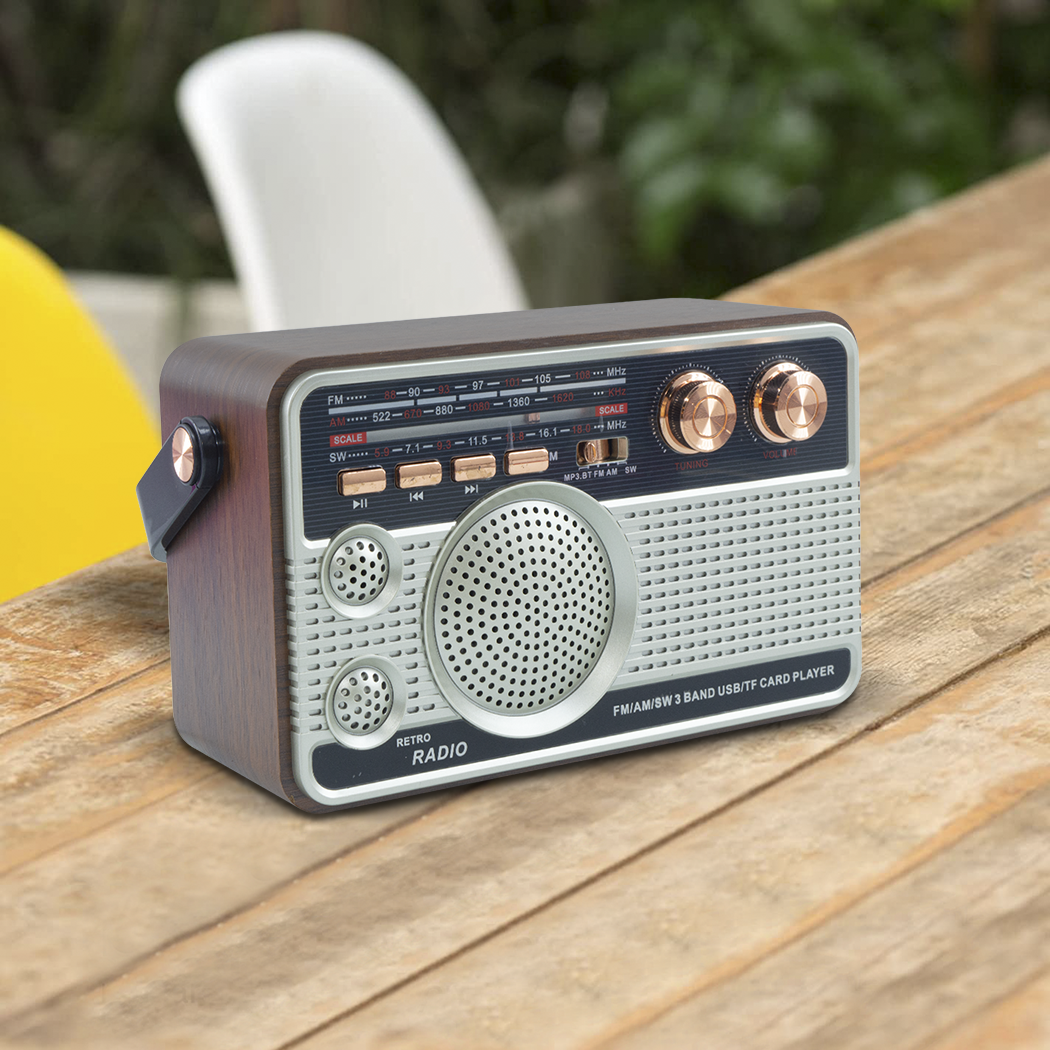 Radio FM rétro sans fil Q-FM01 haut-parleur portable MP3 Bluetooth USB AUX TF