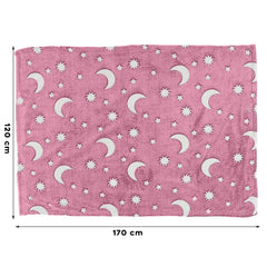 Plaid doux lunes et soleils fluorescents rose magique pour enfants