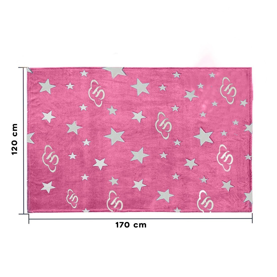 Couverture en flanelle douce magique pour enfants étoiles fluorescentes roses