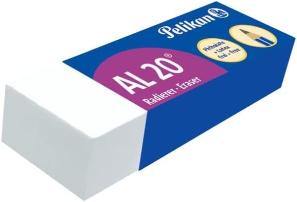 Lot de 20 gommes PELIKAN AL 20 blanches pour crayons