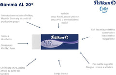 Lot de 20 gommes PELIKAN AL 20 blanches pour crayons