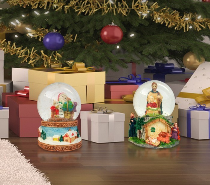 Ensemble de 2 boules de neige (15 cmx15 cm) - Décoration de Noël pour la maison