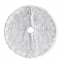 Base Cover Sapin de Noël tapis en peluche blanc 110cm avec mini lumières LED