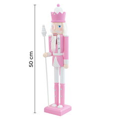 Casse-Noisette en Bois Soldat 50H 433017 Décorations de Noël Rose avec Sceptre