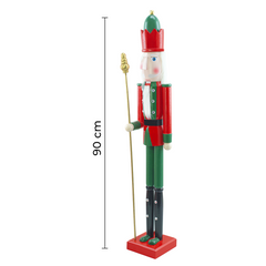 Casse-Noisette en bois Soldat 90H 433033 Décorations de Noël rouge avec sceptre
