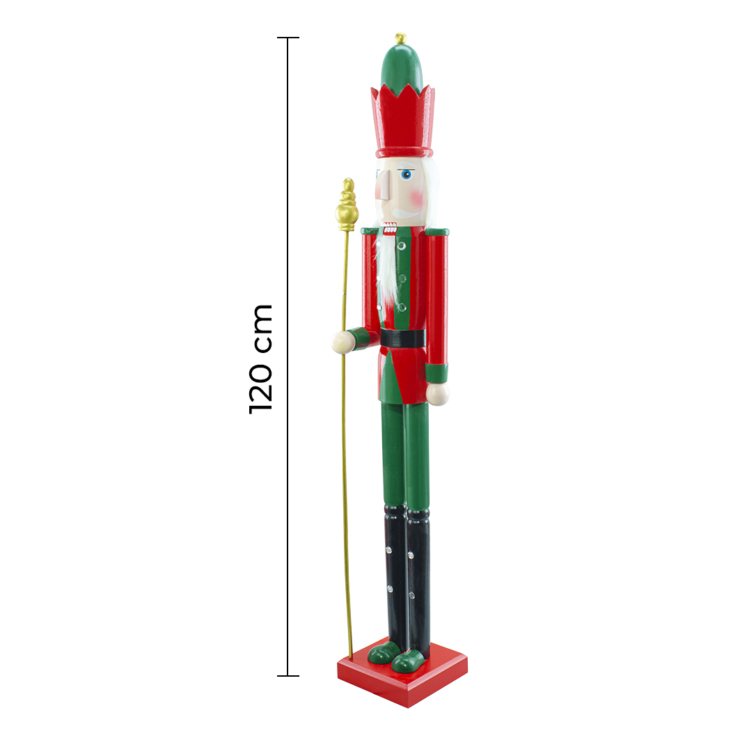Casse-Noisette en Bois Soldat 120H 433056 Décoration de Noël Rouge avec Sceptre