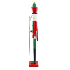 Casse-Noisette en Bois Soldat 120H 433056 Décoration de Noël Rouge avec Sceptre