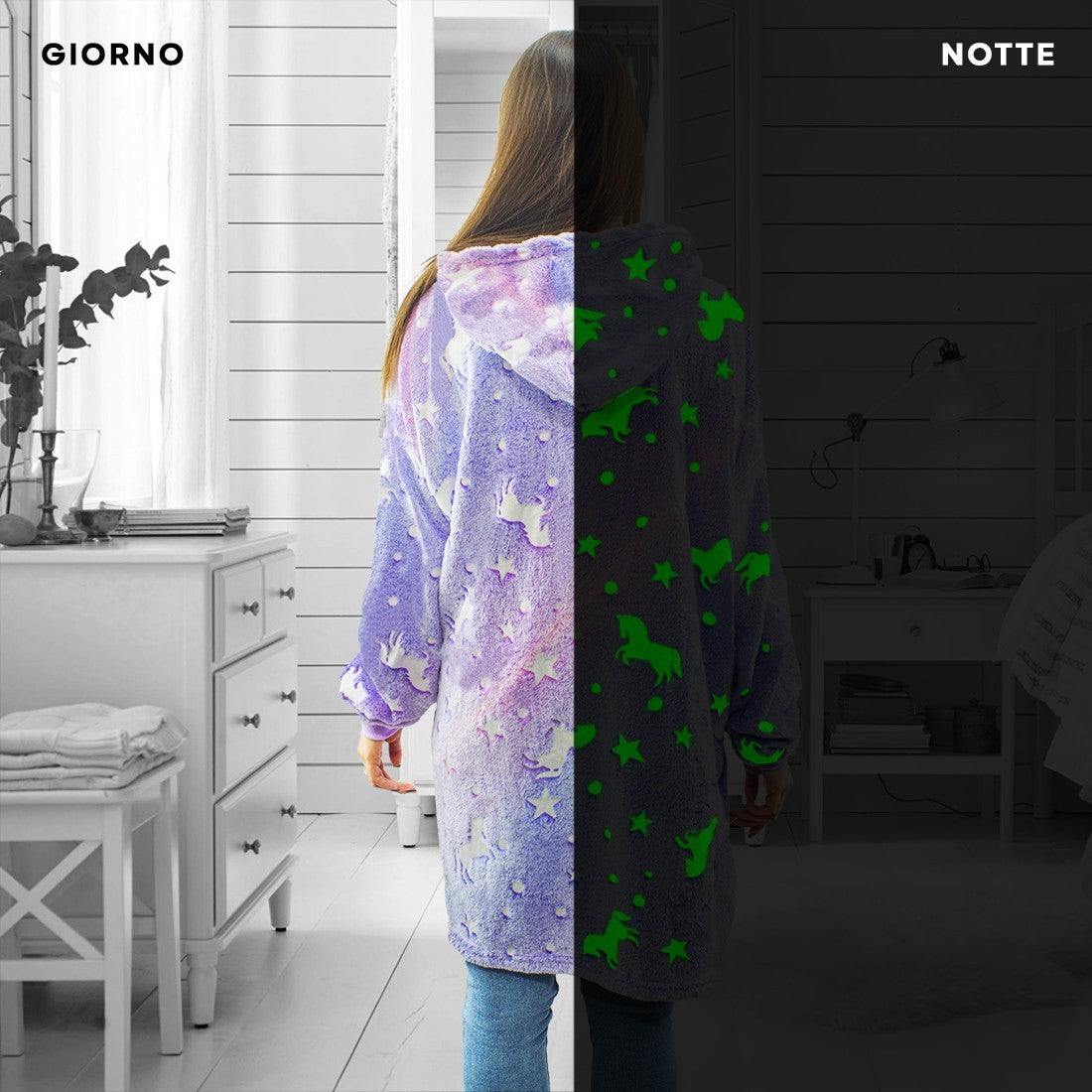 Cape polaire Lilas fluo Manches oversize avec capuche et poche