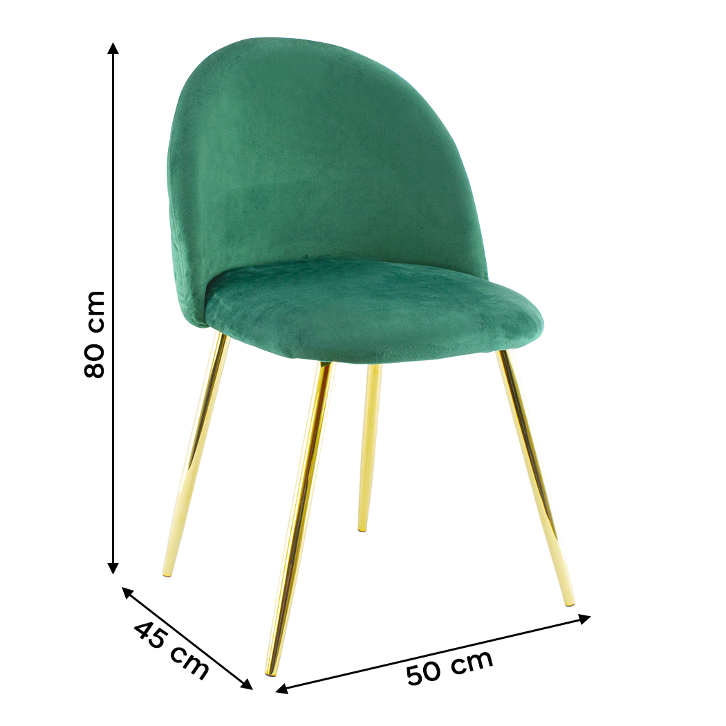 Chaise de salon SHELBY 50x45x80H cm fauteuil vintage en velours et pieds dorés