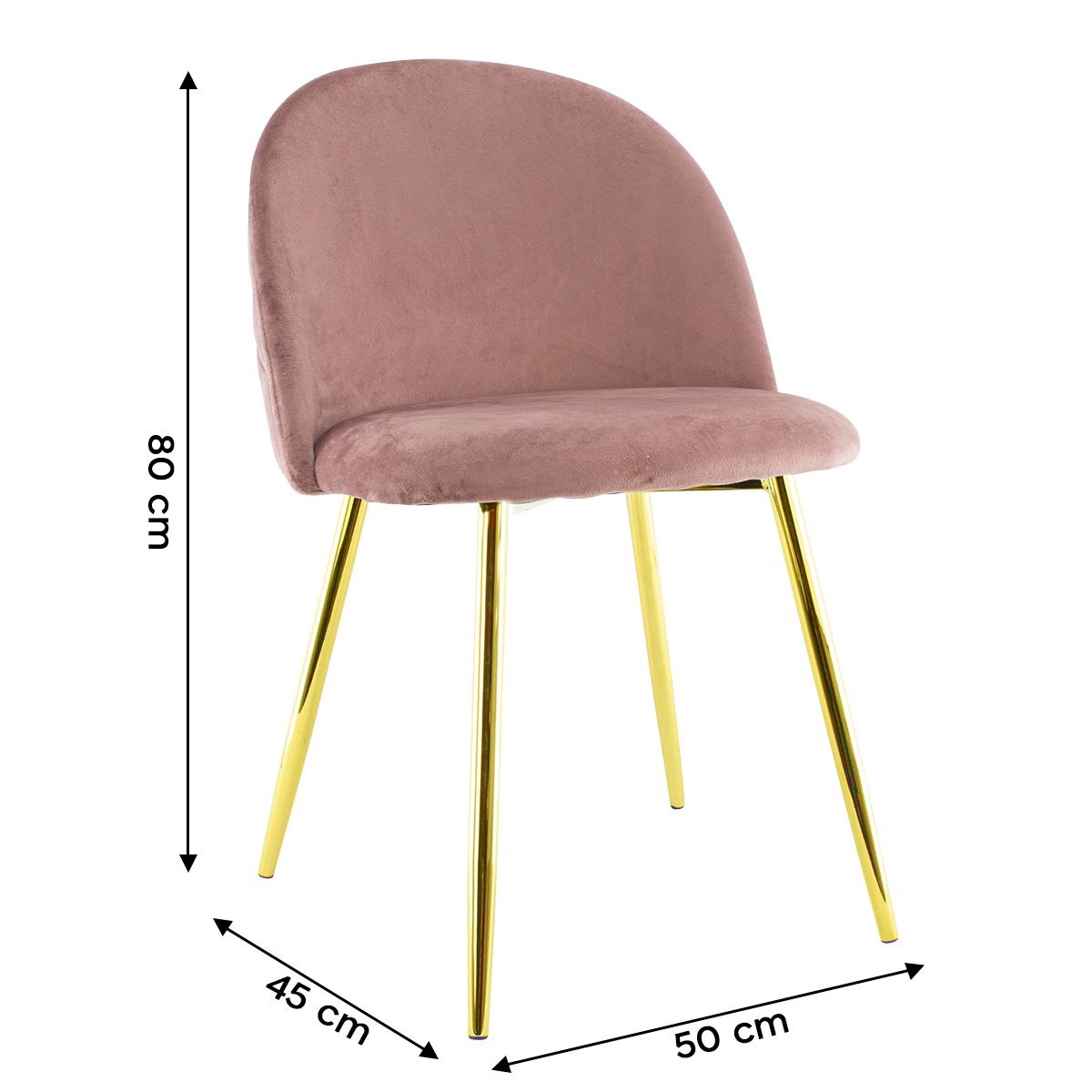 Chaise de salon SHELBY 50x45x80H cm fauteuil vintage en velours et pieds dorés