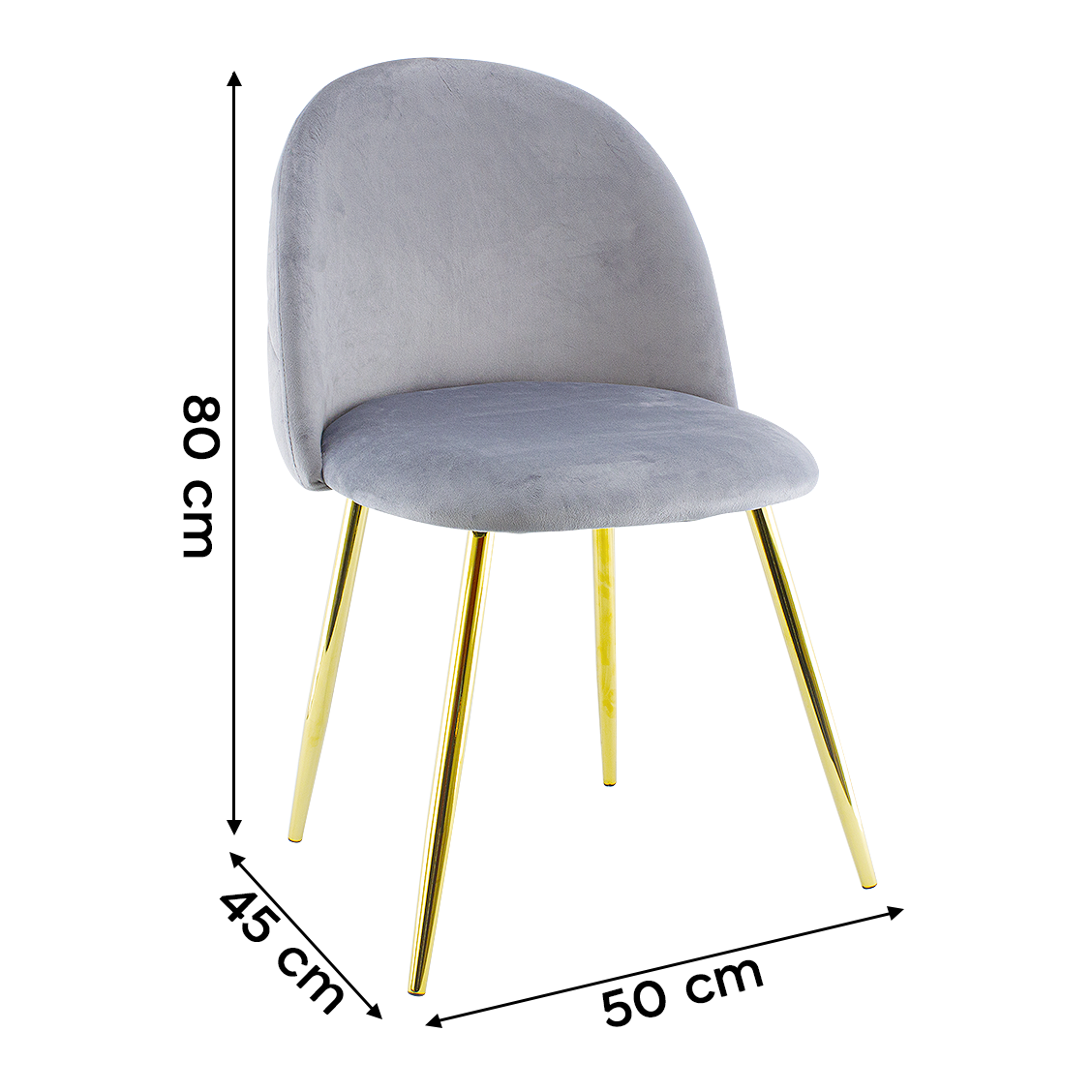 Chaise de salon SHELBY 50x45x80H cm fauteuil vintage en velours et pieds dorés