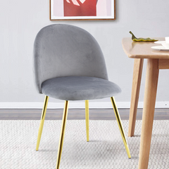 Chaise de salon SHELBY 50x45x80H cm fauteuil vintage en velours et pieds dorés