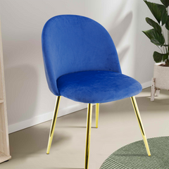 Chaise de salon SHELBY 50x45x80H cm fauteuil vintage en velours et pieds dorés