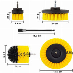 Set 4 brosses jaunes pour set nettoyage de perceuse électrique à poils rigides