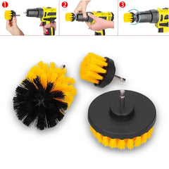 Set de 3 brosses pour perceuse électrique set de nettoyage jaune à poils durs