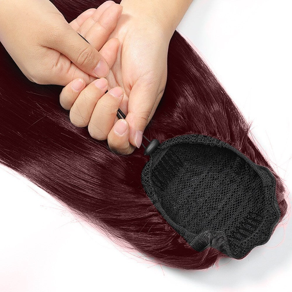 Extension queue de cheval rouge à clip VANESSA en faux cheveux ondulés 70cm
