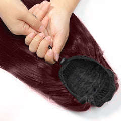 Extension queue de cheval rouge à clip VANESSA en faux cheveux ondulés 70cm