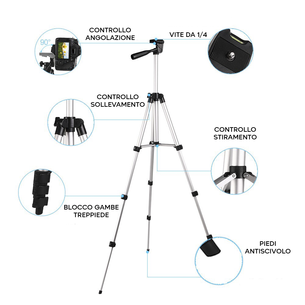 Trépied réglable 34 à 102 cm Trépied universel pour smartphone ou appareil photo