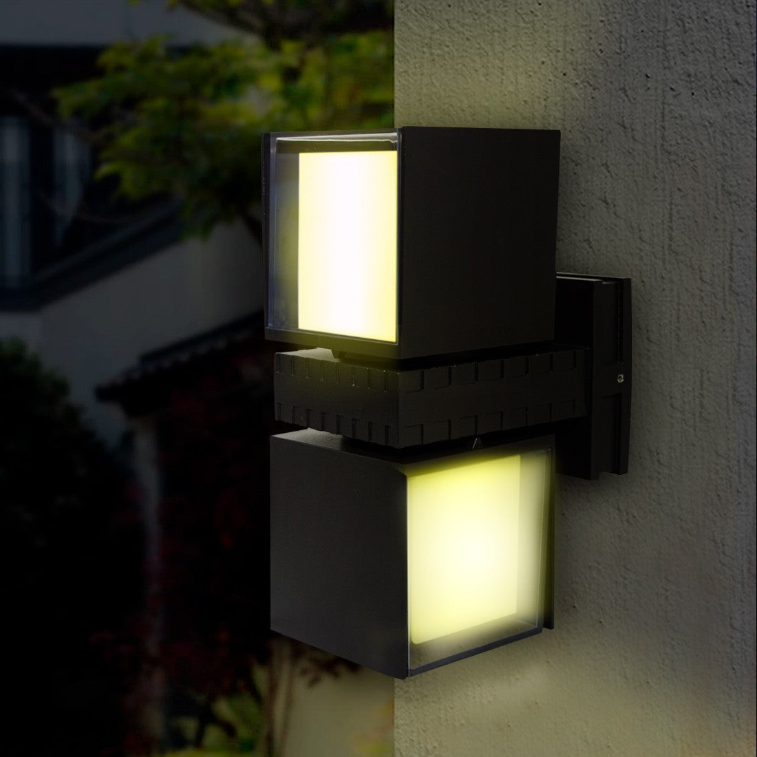 Applique Murale LED 24W Cube Lumière Chaude Extérieur Rotatif 350°