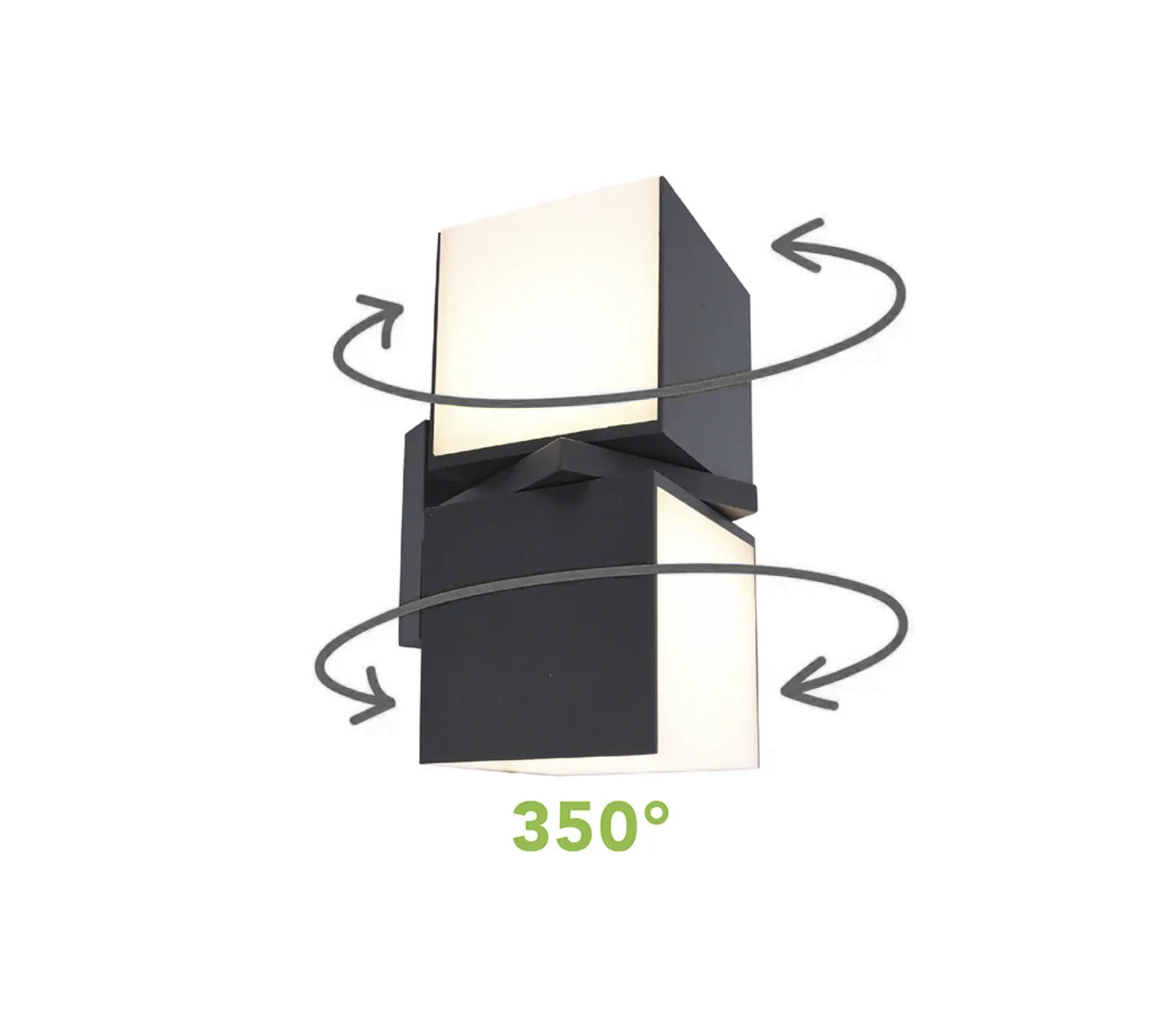Applique Murale LED 24W Cube Lumière Chaude Extérieur Rotatif 350°