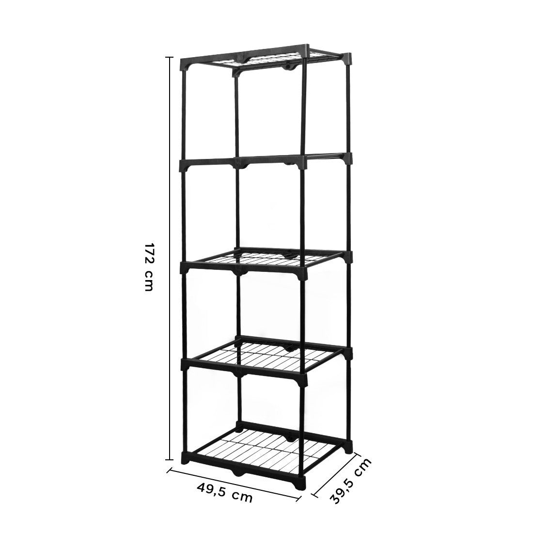 Etagère 5 étagères structure acier noir pour cuisine ou salle de bain 1.72H
