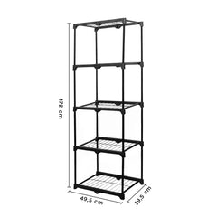 Etagère 5 étagères structure acier noir pour cuisine ou salle de bain 1.72H