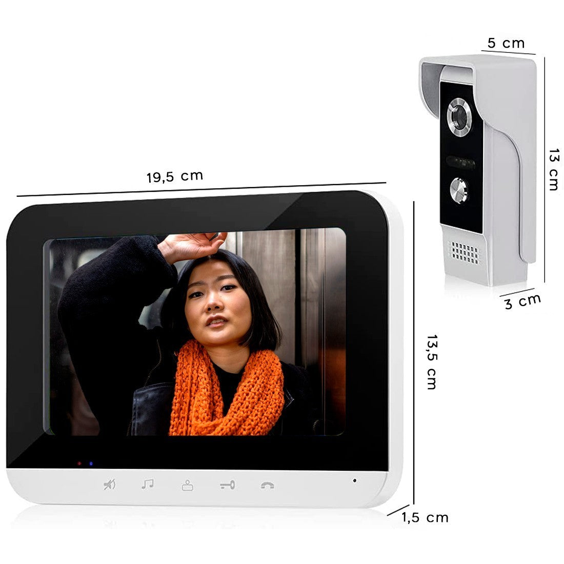 Interphone vidéo Wi-Fi unifamilial avec moniteur LCD TFT 7" caméra nocturne