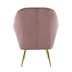 Fauteuil SATURNO avec assise velours rembourré et coussin avec structure dorée