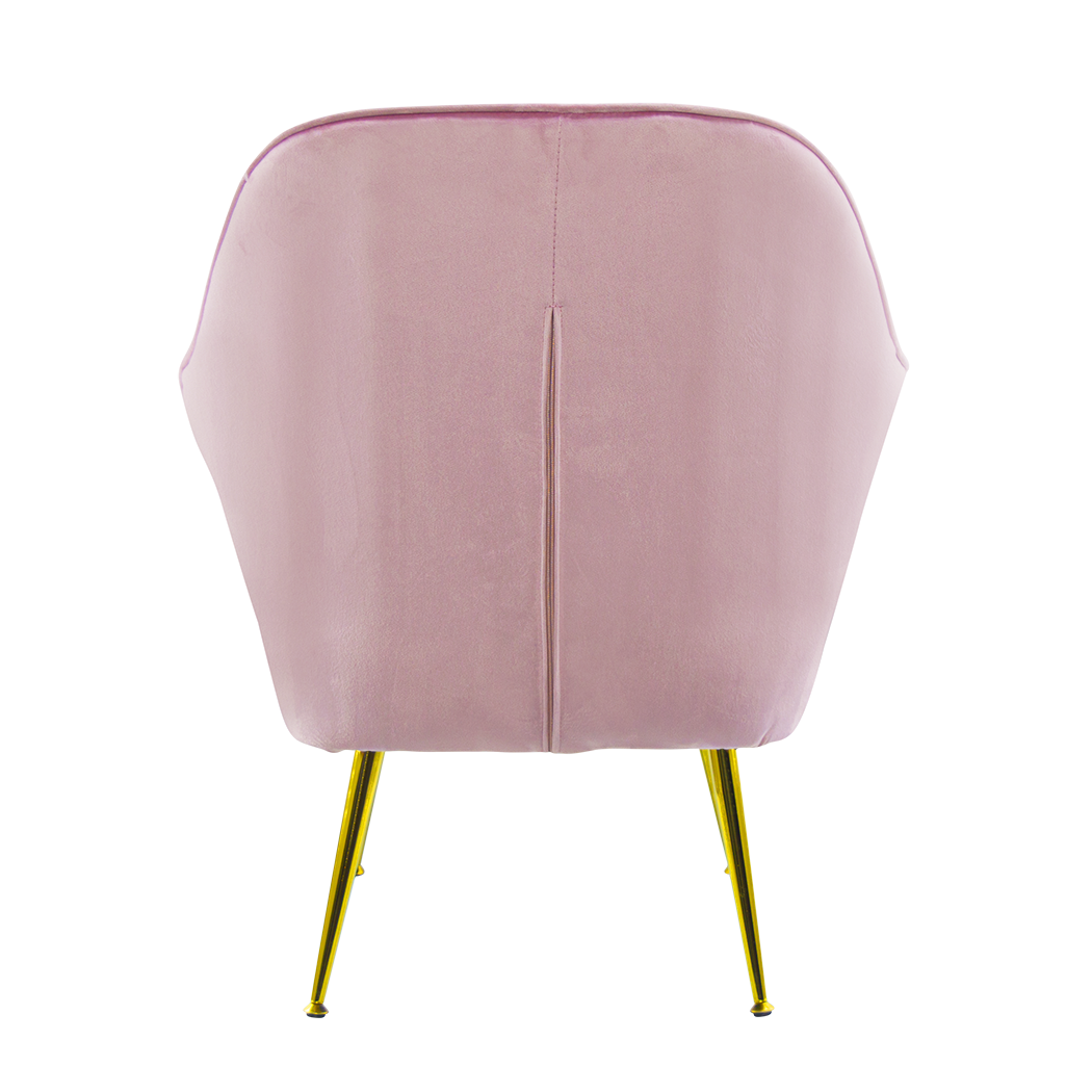 Fauteuil SATURNO avec assise velours rembourré et coussin avec structure dorée
