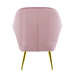 Fauteuil SATURNO avec assise velours rembourré et coussin avec structure dorée