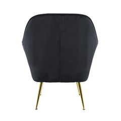 Fauteuil SATURNO avec assise velours rembourré et coussin avec structure dorée