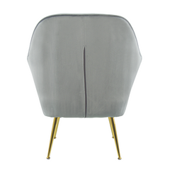 Fauteuil SATURNO avec assise velours rembourré et coussin avec structure dorée