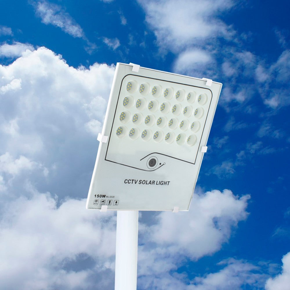 Spot LED 150W Lumière froide avec caméra panneau solaire et application Wi-Fi