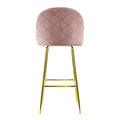Tabouret velours GRETA structure dorée avec dossier et repose-pieds