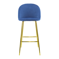 Tabouret velours GRETA structure dorée avec dossier et repose-pieds