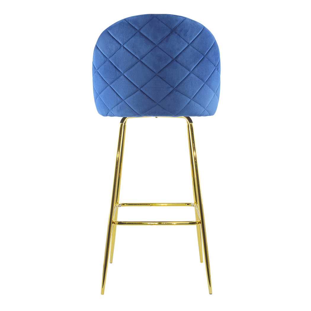 Tabouret velours GRETA structure dorée avec dossier et repose-pieds